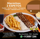 Marmitex com 2 espetos + refri 200 ml